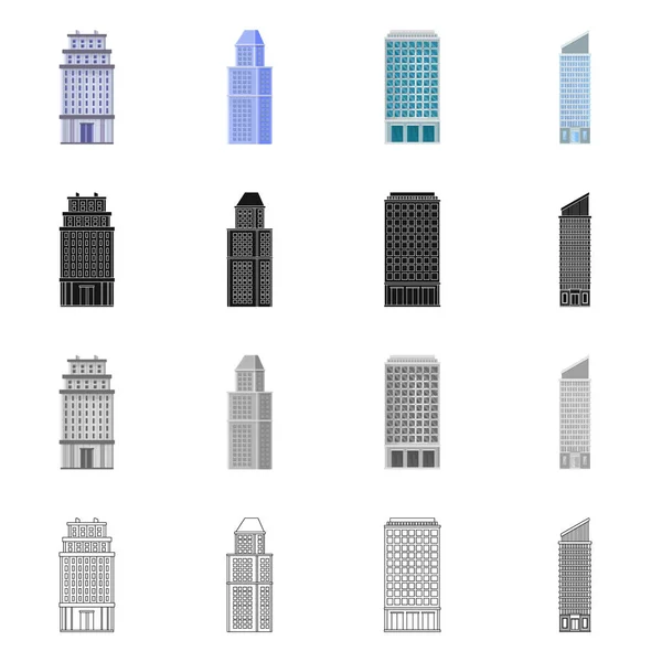 Illustration vectorielle du symbole municipal et central. Ensemble d'icône vectorielle municipale et immobilière pour stock . — Image vectorielle