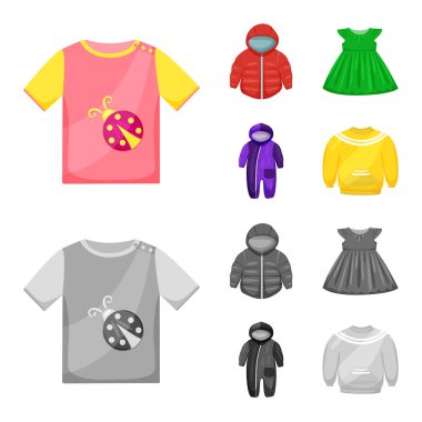Moda ve giysi logo vektör tasarımı. Hisse senedi için moda ve pamuk vektör simge kümesi.