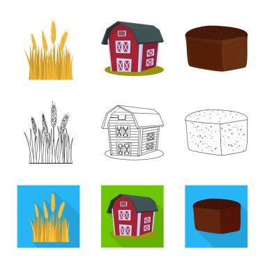 Tarım ve tarım simge vektör Illustration. Hisse senedi için Tarım ve bitki vektör simge topluluğu.