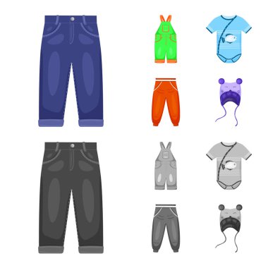 Moda ve giysi sembolü yalıtılmış nesne. Hisse senedi için moda ve pamuk vektör simge topluluğu.