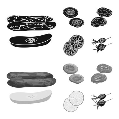 Gıda ve ham işareti vektör tasarımı. Gıda kümesi ve hisse senedi için doğa vektör simgesi.