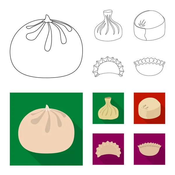 Изолированный объект продукции и логотип приготовления. Коллекция продуктов и векторной иллюстрации запасов закусок . — стоковый вектор