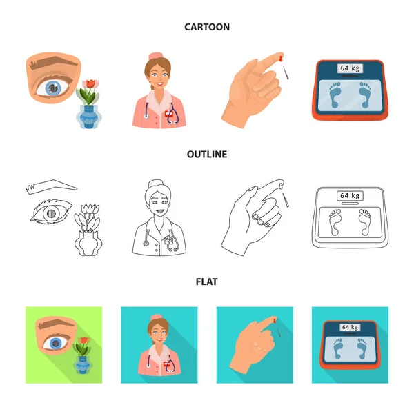 Desenho vetorial de dieta e símbolo de tratamento. Coleção de dieta e vetor de medicina ícone para estoque . — Vetor de Stock