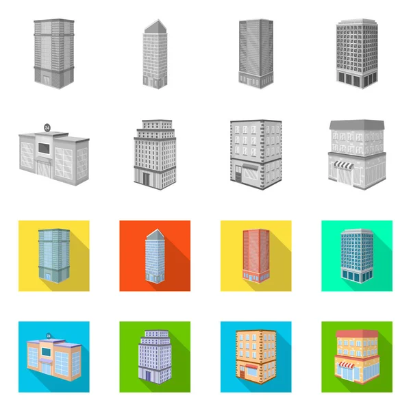 Isolierte Objekt der Konstruktion und Gebäude-Logo. Sammlung von Bau- und Immobilienvektorsymbolen für Aktien. — Stockvektor