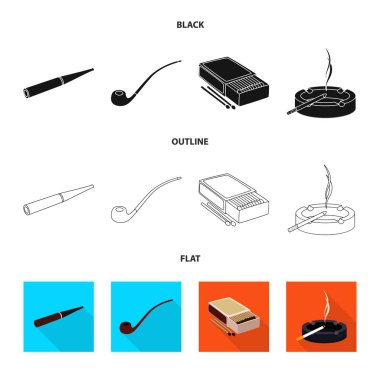 Çöp ve dur işareti yalıtılmış nesne. Çöp ve alışkanlık hisse senedi vektör çizim seti.