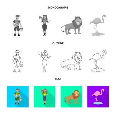 Doğa ve Eğlence logosu yalıtılmış nesne. Doğa ve eğlence hisse senedi vektör çizim seti.