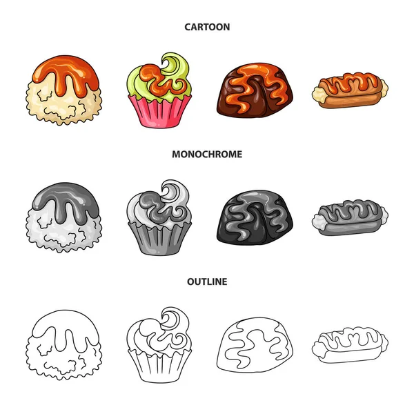 Isolerade objekt av konfektyr och kulinariska logotyp. Samling av konfektyr och produkt vektor ikon för lager. — Stock vektor