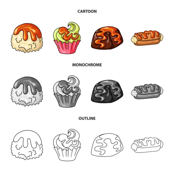 제과 및 요리 로고의 고립 된 개체입니다. 제과 및 재고에 대 한 제품 벡터 아이콘의 컬렉션. — 스톡 벡터