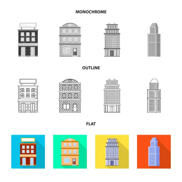 Vektor-Design der kommunalen und Zentrum-Symbol. Sammlung kommunaler und nachlassbezogener Vektor-Illustrationen. — Stockvektor