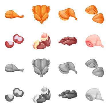 Ürün ve kümes hayvanları işareti vektör tasarımı. Hisse senedi için ürün ve tarım vektör simge topluluğu.