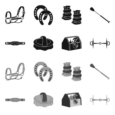 Ekipman ve Binicilik simge vektör tasarımı. Web için ekipman ve rekabet hisse senedi simgesi kümesi.