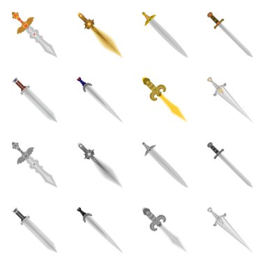 Oyun ve zırh simge vektör Illustration. Oyun kümesi ve hisse senedi için bıçak vektör simgesi.