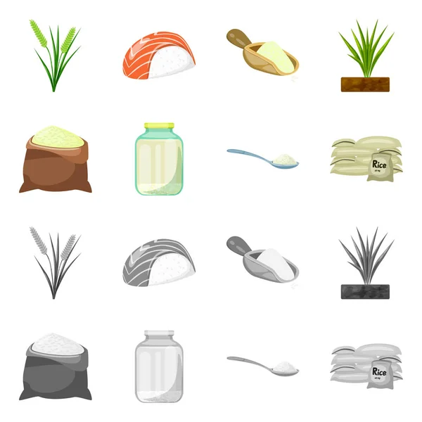 Geïsoleerde object van gewas- en ecologische symbool. Set van gewas en koken aandelensymbool voor web. — Stockvector