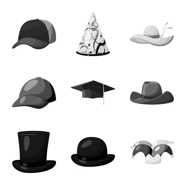 Векторний дизайн капелюха і знака шолома. Колекція капелюхів та професійних акцій Векторні ілюстрації . — стоковий вектор