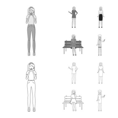 Duruş ve ruh hali simge vektör Illustration. Duruş ve web için kadın hisse senedi simgesi.