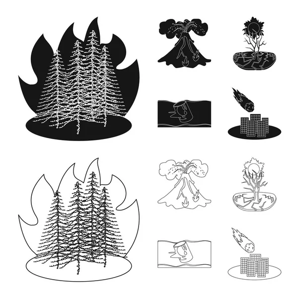 Illustration vectorielle de la météo et symbole de détresse. Collection d'icônes vectorielles météo et crash pour stock . — Image vectorielle