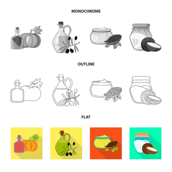 Diseño vectorial de signo saludable y vegetal. Colección de icono de vector saludable y agrícola para stock . — Vector de stock