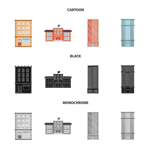 Projeto vetorial do logotipo municipal e central. Coleção de ícone de vetor municipal e imobiliário para estoque . — Vetor de Stock