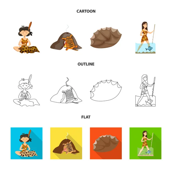 Objeto aislado de evolución y símbolo de prehistoria. Conjunto de evolución y desarrollo de stock símbolo para web . — Archivo Imágenes Vectoriales