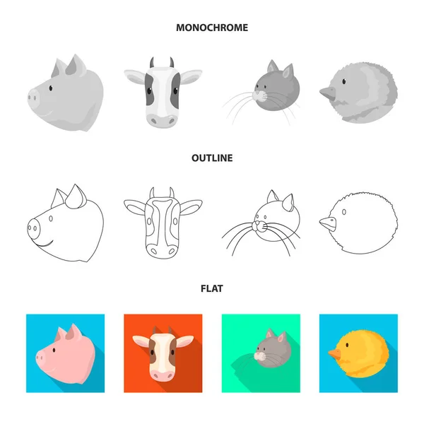 Diseño vectorial de la agricultura y el signo de cría. Colección de símbolos de agricultura y stock orgánico para la web . — Vector de stock