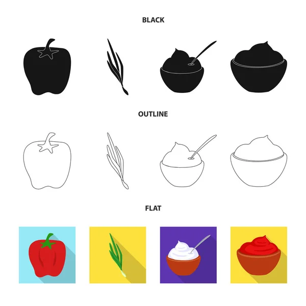 Conception vectorielle du goût et icône du produit. Collection de symbole de goût et de bouillon de cuisson pour toile . — Image vectorielle