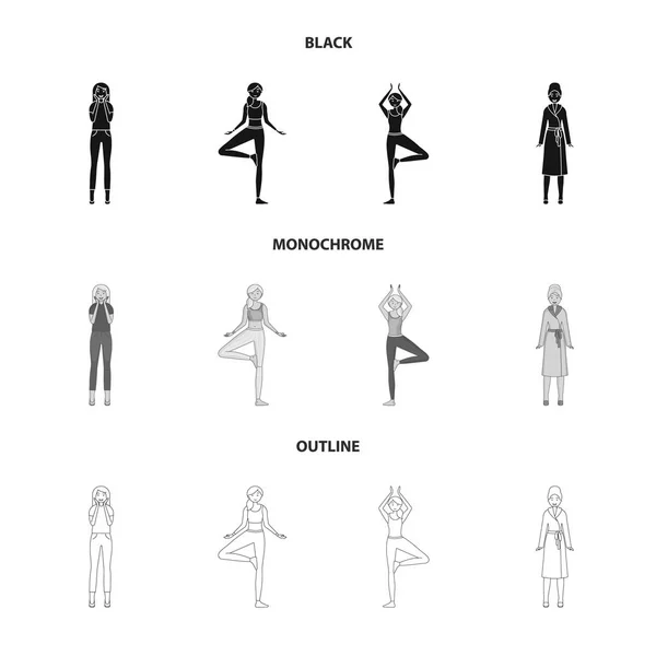 Design vetorial de postura e sinal de humor. Coleção de postura e símbolo de estoque feminino de web . — Vetor de Stock