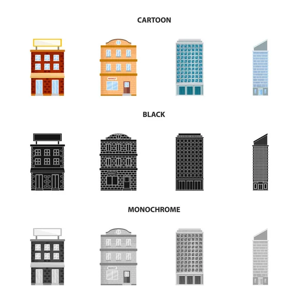 Illustration vectorielle de l'icône municipale et centrale. Ensemble d'icône vectorielle municipale et immobilière pour stock . — Image vectorielle