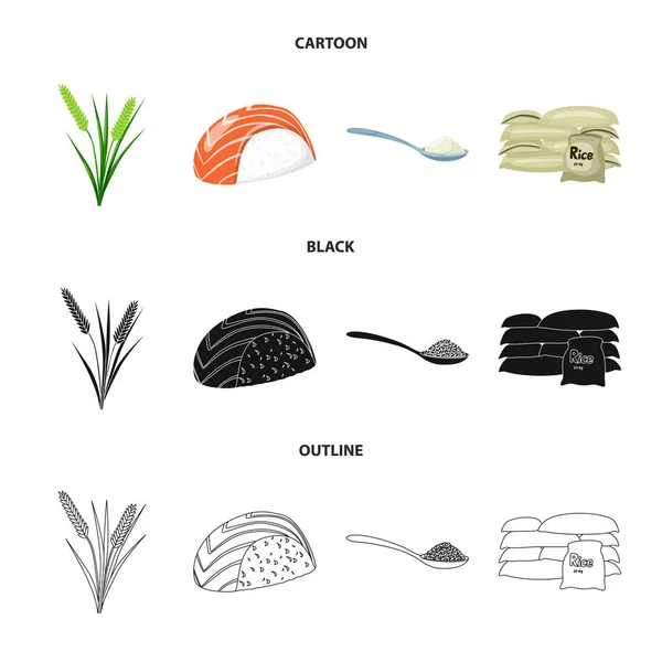 Ilustración vectorial de cultivos y símbolo ecológico. Conjunto de ilustración de vectores de cultivos y caldos de cocina . — Archivo Imágenes Vectoriales