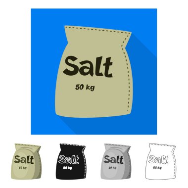 Çanta ve logo baharat yalıtılmış nesne. Çanta ve toz hisse senedi vektör çizim seti.