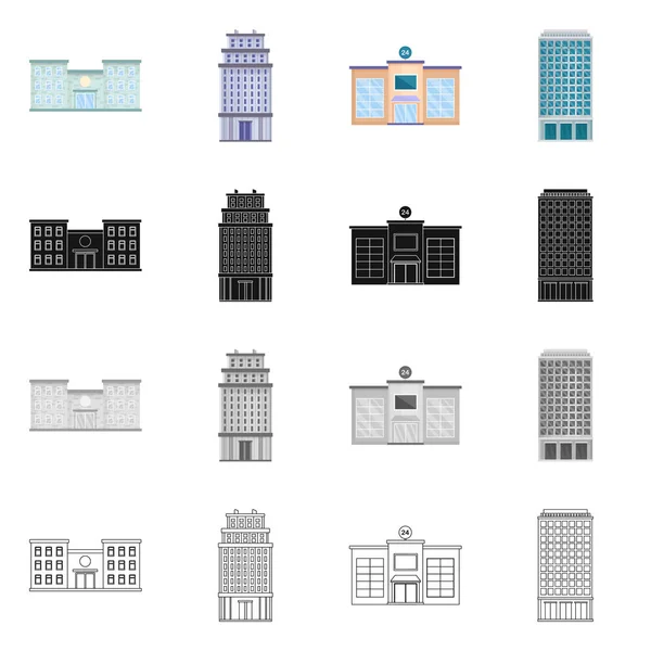 Diseño vectorial del icono municipal y del centro. Colección de símbolos municipales y patrimoniales para web . — Vector de stock