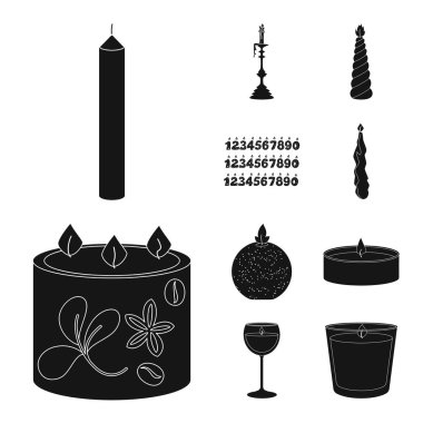İşareti mum ışığı ve dekorasyon izole nesne. Web için mum ışığı ve balmumu hisse senedi simgesi kümesi.