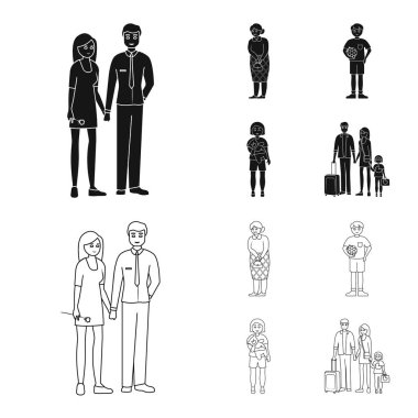 Vektör Illustration karakter ve avatar sembolü. Web için karakter ve portre hisse senedi simgesi kümesi.