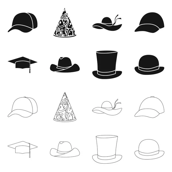 Απομονωμένο αντικείμενο ρούχα και καπάκι λογότυπο. Σύνολο των ειδών ένδυσης και μπερέ εικονίδιο του φορέα για το απόθεμα. — Διανυσματικό Αρχείο