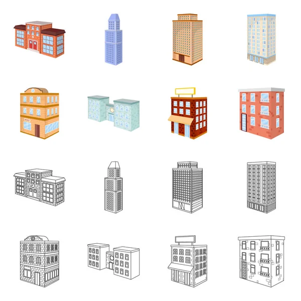 Vektor-Design von Konstruktion und Gebäude-Logo. Sammlung von Vektor-Abbildungen von Bau- und Immobilienbeständen. — Stockvektor