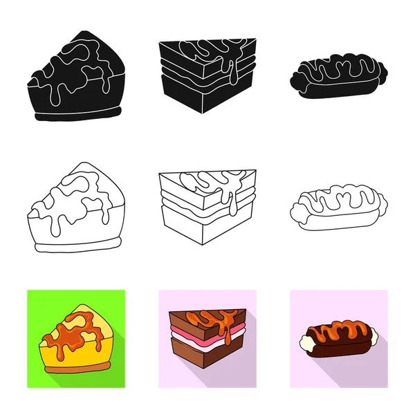 Изолированный предмет кондитерской и кулинарной иконы. Набор векторных иллюстраций кондитерских и товарных запасов . — стоковый вектор