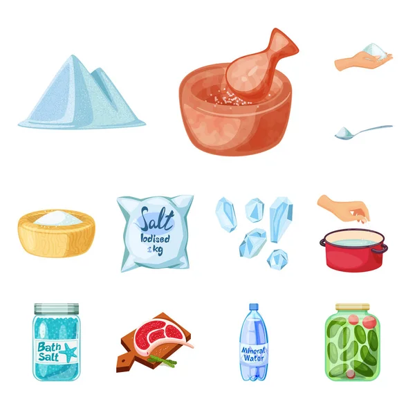 Objet isolé de sel et symbole de nourriture. Ensemble de sel et icône vectorielle minérale pour stock . — Image vectorielle