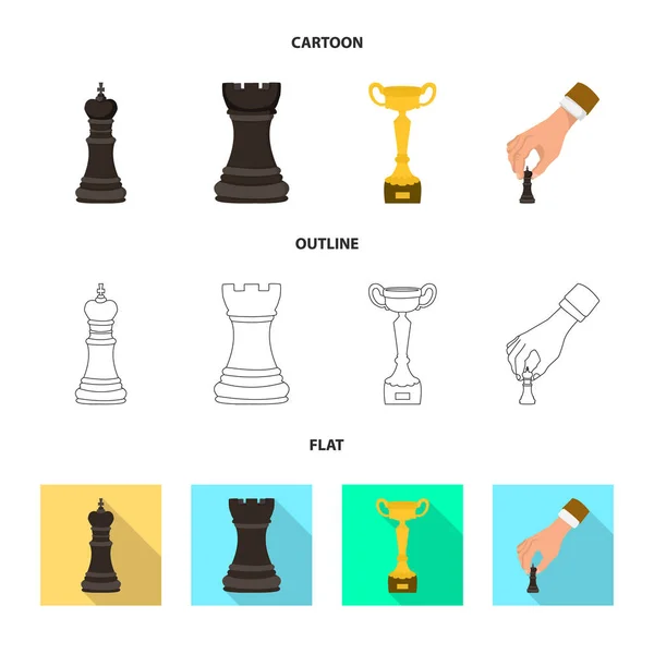 Oggetto isolato di scacco matto e simbolo sottile. Raccolta dell'illustrazione del vettore scacco matto e dello stock bersaglio . — Vettoriale Stock