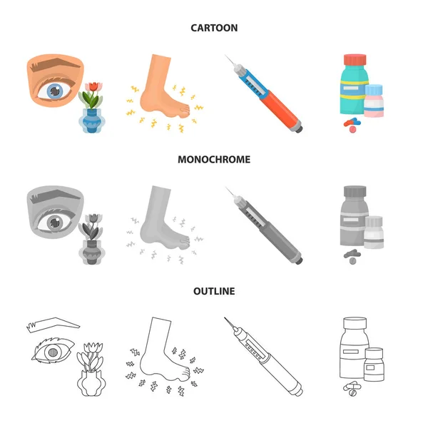 Conception vectorielle du logo de l'alimentation et du traitement. Ensemble de symbole de stock de régime alimentaire et de médecine pour le web . — Image vectorielle