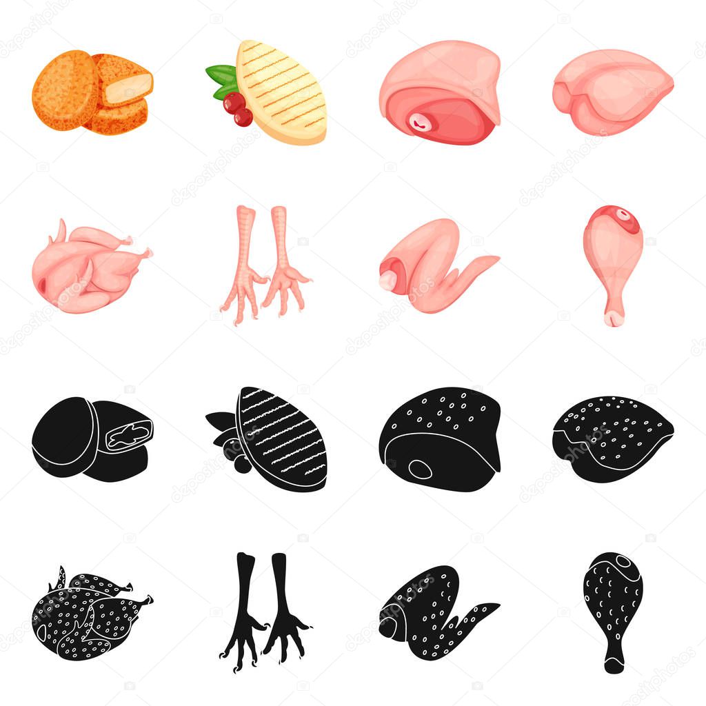 Isolated object of product and poultry logo. Collection of product and agriculture    vector icon for stock.