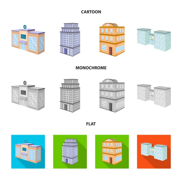 Objeto aislado de construcción y letrero de edificio. Colección de construcción y patrimonio símbolo de la web . — Archivo Imágenes Vectoriales