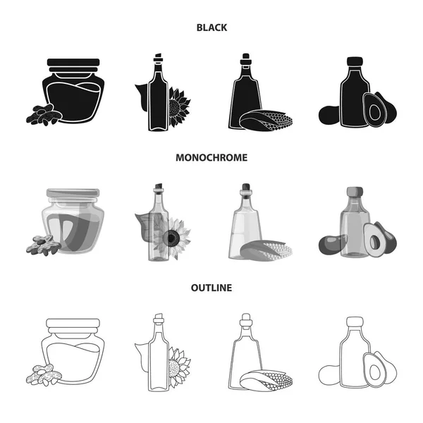 Ilustración vectorial de símbolo saludable y vegetal. Conjunto de símbolo de stock saludable y agrícola para web . — Vector de stock