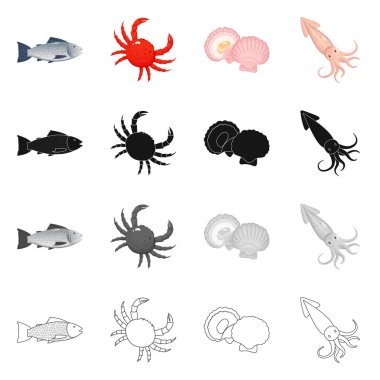 Taze yalıtılmış nesne ve restoran oturum açın. Taze ve deniz hisse senedi simgesi için web topluluğu.