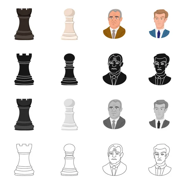 Vektorillustration von Schachmatt und dünnem Symbol. Schachmatt- und Zielvektorsymbol für Aktien. — Stockvektor