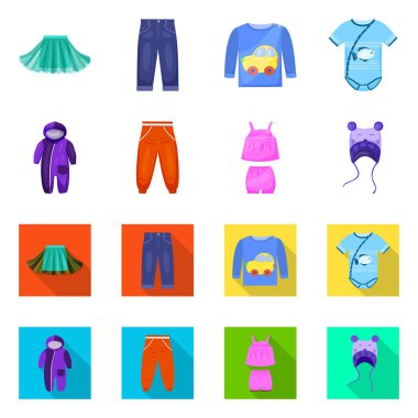 İllüstrasyon işareti moda ve hazır giyim, vektör. Hisse senedi için moda ve pamuk vektör simge topluluğu.