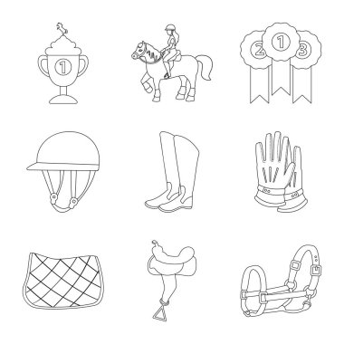 At ve Binicilik simge vektör Illustration. At ve at hisse senedi toplama illüstrasyon vektör.