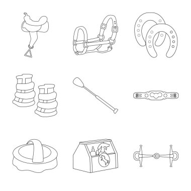 At ve binicilik logo vektör tasarımı. At sırtında ayarla ve stok için vektör simge at.