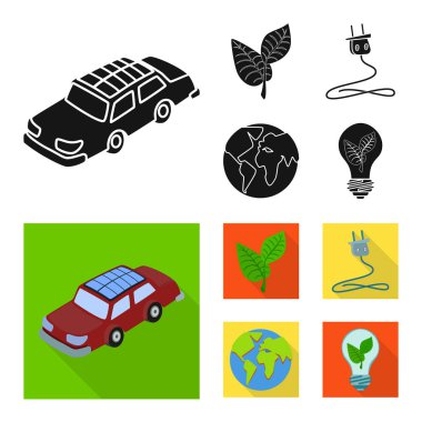 Yenilik ve teknoloji işareti tasarımı vektör. Yenilik ve hisse senedi için doğa vektör simge kümesi.