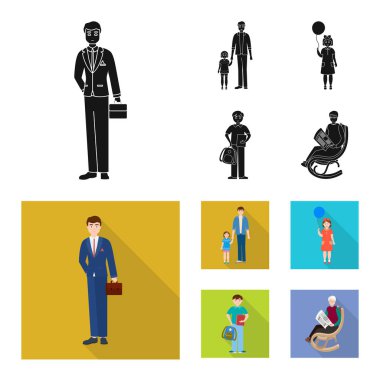 Karakter ve avatar simge yalıtılmış nesne. Karakter ve portre hisse senedi vektör çizim seti.