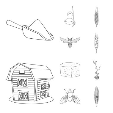 Tarım ve tarım simge vektör Illustration. Web için Tarım ve bitki hisse senedi simgesi kümesi.