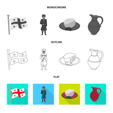 Yalıtılmış nesne kültür ve gezi sembolü. Hisse senedi için kültür ve özgünlük vektör simge topluluğu.